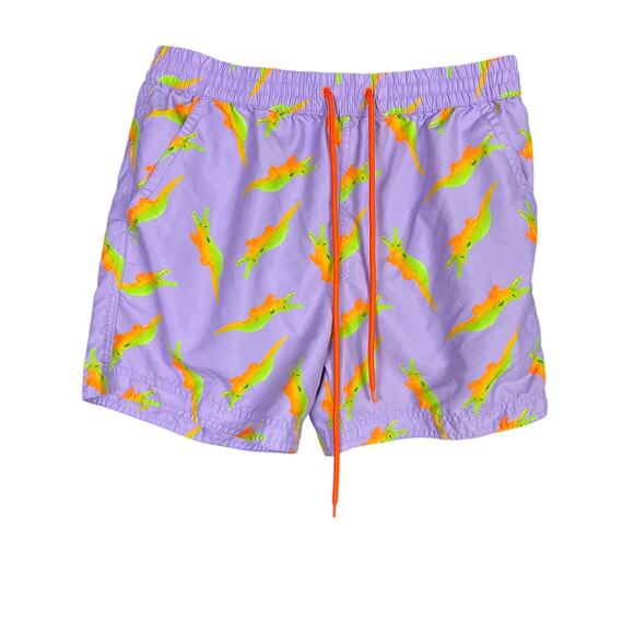 Men's PacSun South Beach Crocodile Alligator Purple Swim Trunks - Size M - Picture 1 of 4